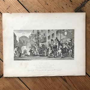 19th Century Etching Engraving - William Hogarth - Hudibras The Burning Of The Rumps At Temple Bar - 1833