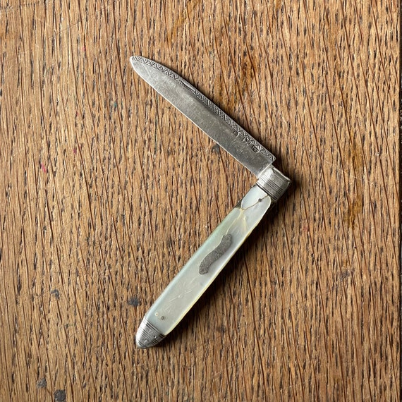 Antique Sterling Silver Fruit Knife – Mother of Pearl Handle