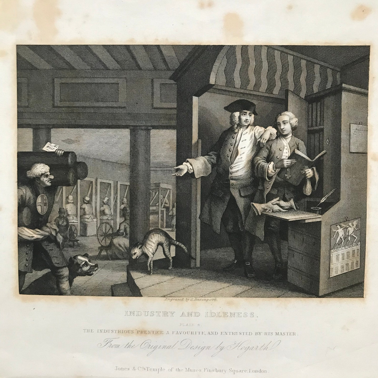 19th Century Etching Engraving / William Hogarth / Industry & Etsy