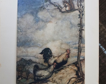 Fabuleux Arthur Rackham First Edition Print - Grimm's Fairy Tales 1909 - The Adventure Of Chanticleer And Partlet