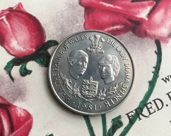 Vintage Silver Tone Princess Diana & Prince Charles - Royal Wedding - Commemorative Coin - 1981