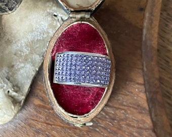 Fabulous Vintage Sterling Silver CZ Pave Ring - UK Size N 1/2 - Hallmarked 925 -