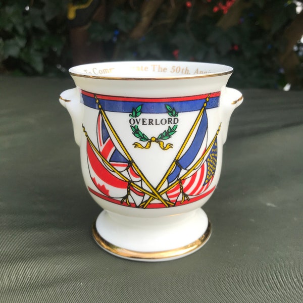 Vintage 50th Anniversary D-Day Commemorative Mug Beaker 1994 - Royal Crown Duchy - Fine Bone China - Made in England