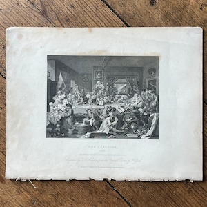 19th Century Etching Engraving - William Hogarth - The Election Plate 1 Humours Of An Election Entertainment - 1833