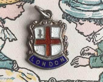 Pingente antigo de prata esterlina 925 e esmalte Londres - miniatura