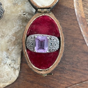 Fabelhafter Vintage Sterling Silber & Amethyst Ring - UK Größe P