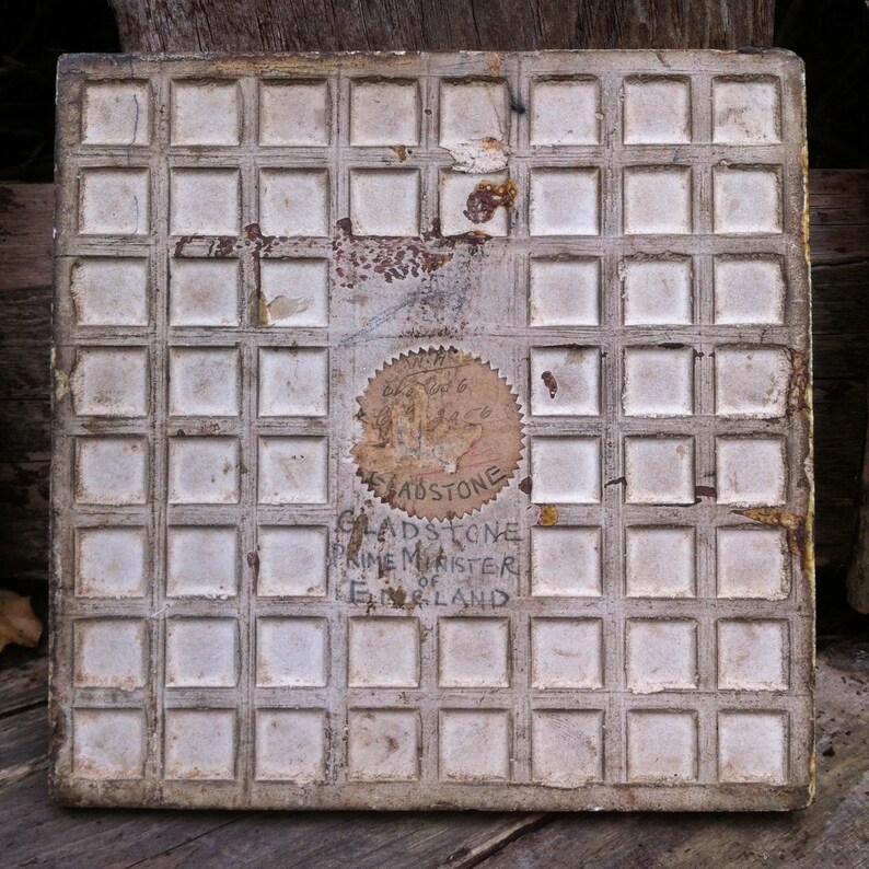 1809-1898 Victorian Treacle Glaze 6 x 6 Ceramic Tile William Gladstone British Prime Minister