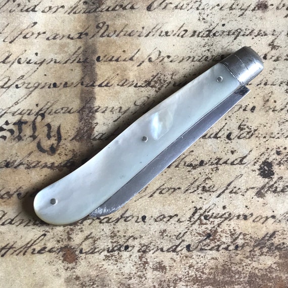 Antique Sterling Silver Fruit Knife – Mother of Pearl Handle