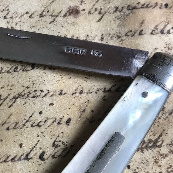Antique Sterling Silver Fruit Knife – Mother of Pearl Handle