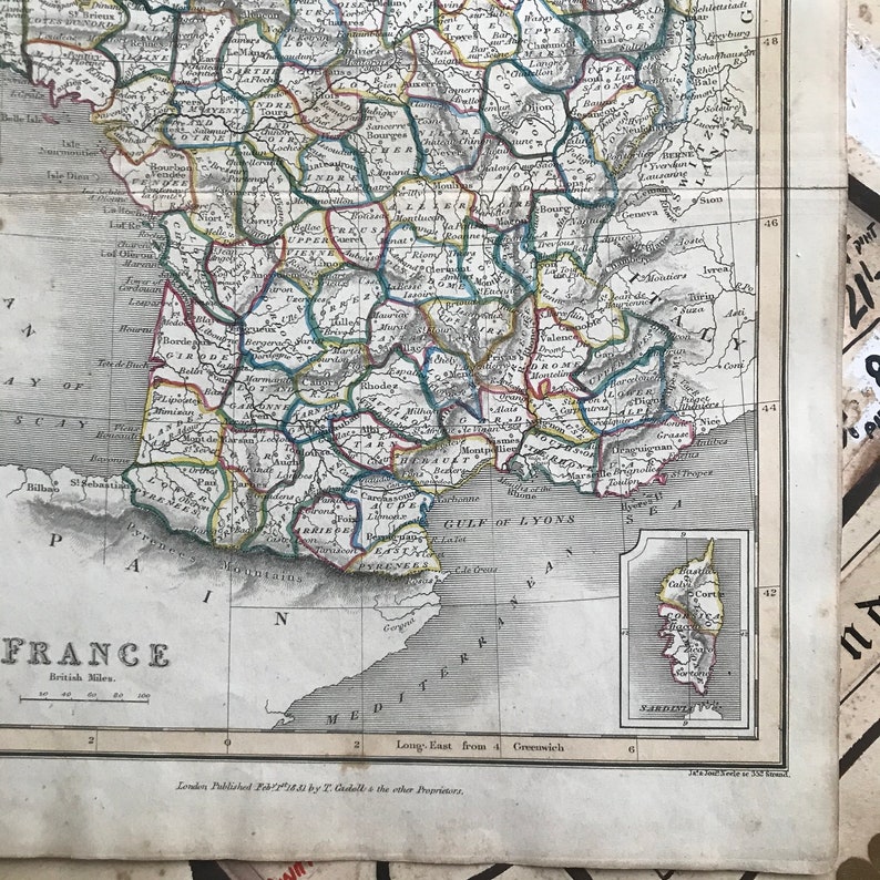 Carte antique de France - 1831 - Corse image 2