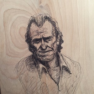 Charles Bukowski portret inkt 6 &quot;x 8&quot;