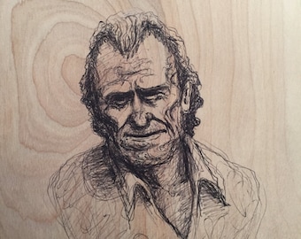 Charles Bukowski Portrait Ink 6" x 8"