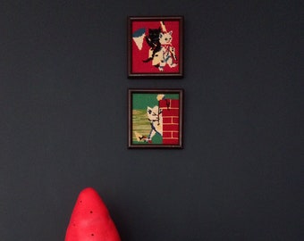 2 canvas vintage frames made of wood, vintage