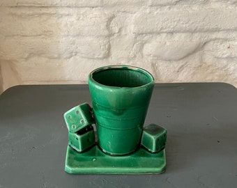 Vallauris pencil holder, ceramic, 50s, dice game