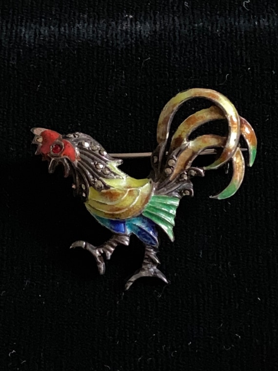 Bijou français - broche argent - broche motif coq 