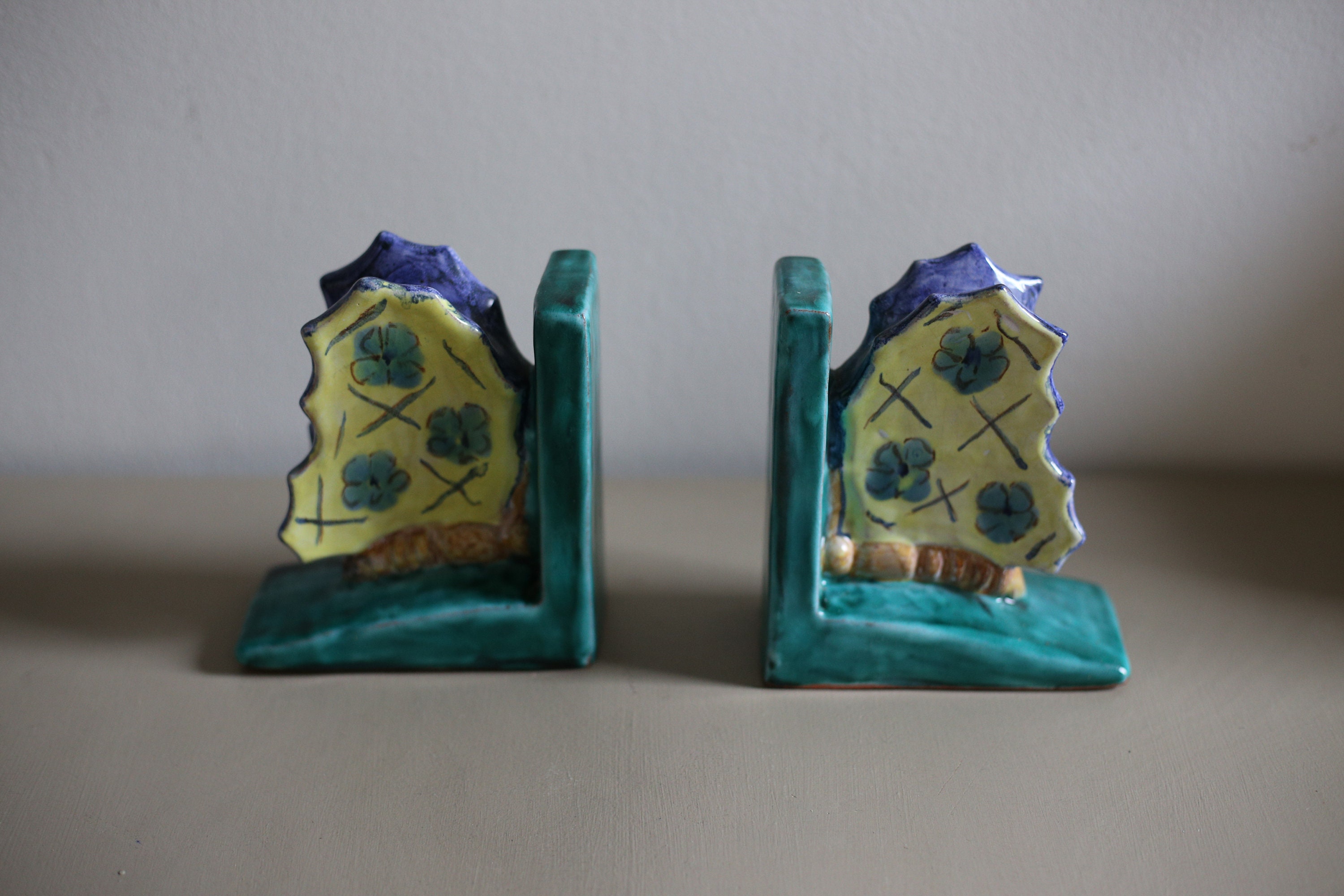 Paire de Serre Livres en Céramique ;Cazaux Vintage