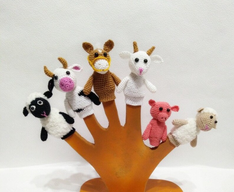 Animal Finger Puppets.Crochet finger puppet. Toddler Toys Etsy