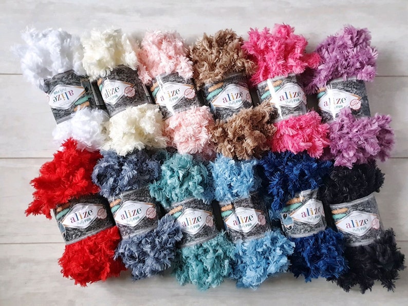 ALIZE PUFFY FUR Yarn Big Loop For Hand Knitting Super Chunky Etsy