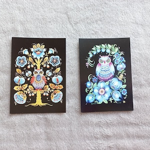 2 cartes postales - OWLS / HU HU