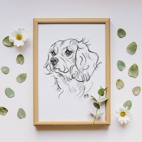 Boceto Digital Personalizado De Su Mascota Arte De Pared Etsy