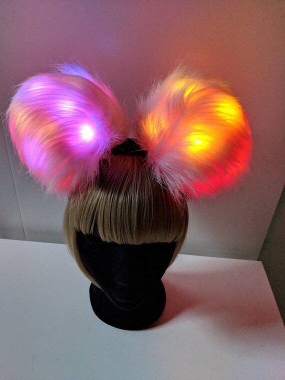 Light Up Furry Pom Poms Festival Headband Headpiece Burning Etsy
