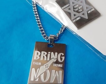 Necklace Hostages Israel Bring-them-home-now Am-Israel-Chai Magen David