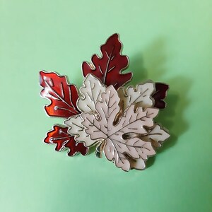 Blatt Blätter Herbst Laub rot gelb welk Metall Brosche Anstecker Emaille gold Anstecknadel