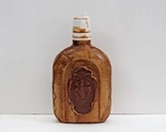 Italian Tooled Leather Liquor Flask Vintage 1980