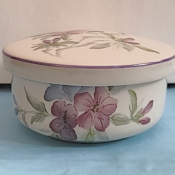 Hankook Pansy Trinket Dish, Vintage Pansy Candy Dish, Hankook Korea Trinket Dish with Lid, Hankook Pansy Candy Dish with Lid, Vintage Dish