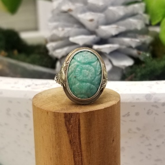 Vintage Carved Stone Ring - image 6