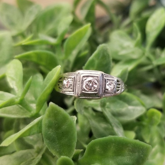 Art Deco Three Stone Ring