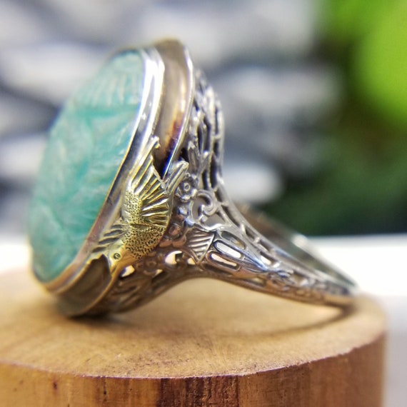 Vintage Carved Stone Ring - image 2