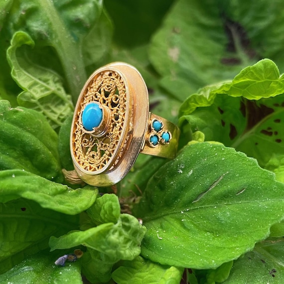 20k Vintage Turquoise Ring - image 1