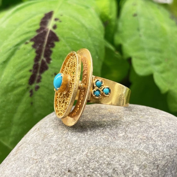 20k Vintage Turquoise Ring - image 4