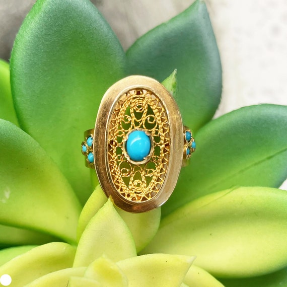 20k Vintage Turquoise Ring - image 2