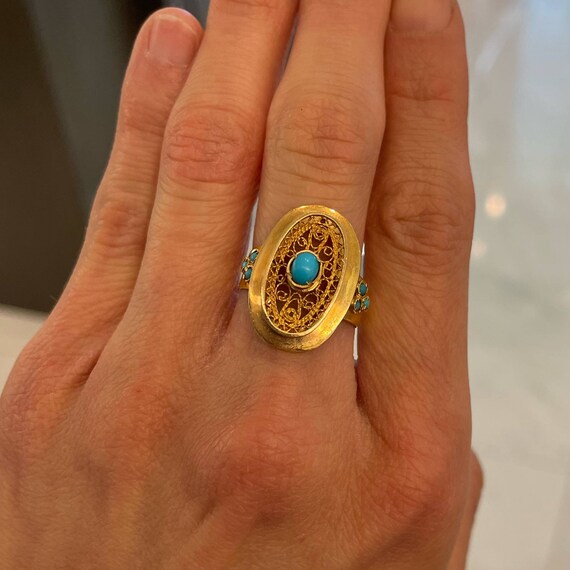 20k Vintage Turquoise Ring - image 5