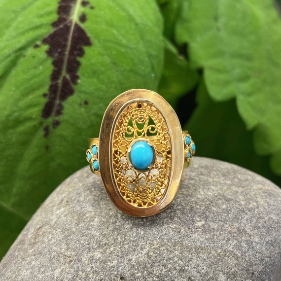 20k Vintage Turquoise Ring - image 3