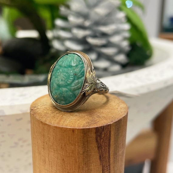 Vintage Carved Stone Ring - image 1