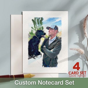 Tarjetas personalizadas: obsequio conmemorativo para mascotas a partir de una foto, un homenaje a la mascota de la familia. Sobres incluidos. Juego de 4 tarjetas.