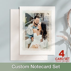 Cartões personalizados: convite de noivado ou casamento - Cartões feitos à mão em estilo aquarela a partir da sua foto.