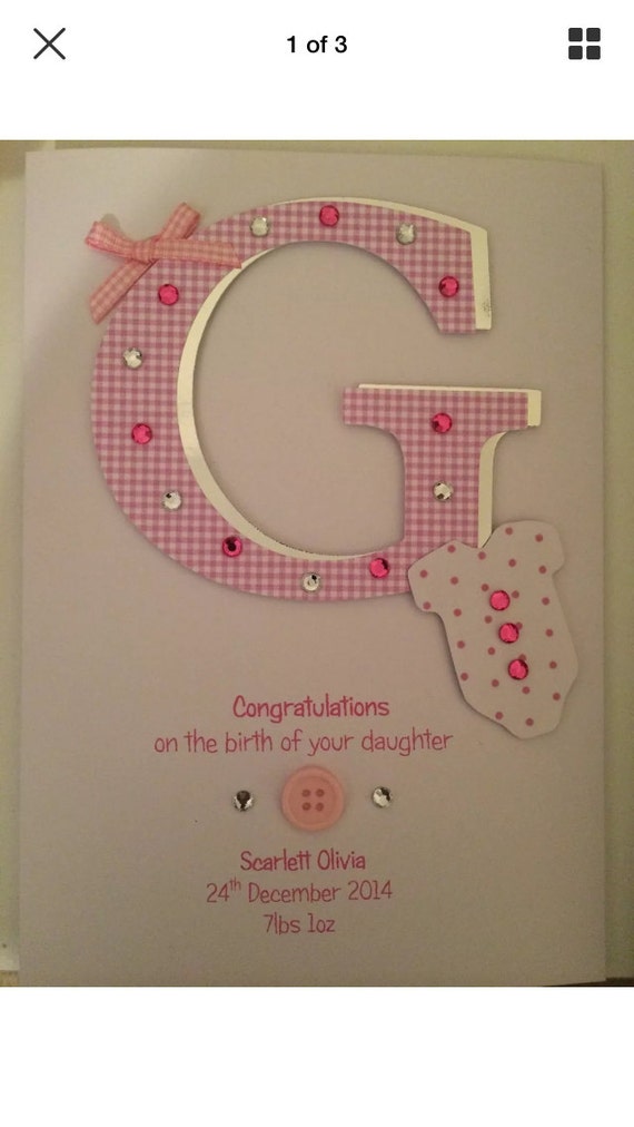 Personalised New Baby Girl Card Newborn Baby Girl Card Congratulations on your New Baby Girl Card.