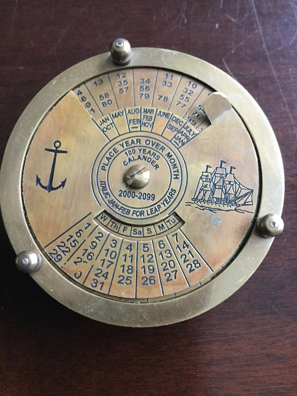 Compass with 100 year Perpetual Calendar Etsy