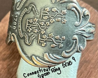 Souvenir State Spoon Ring-Connecticut-Size 9