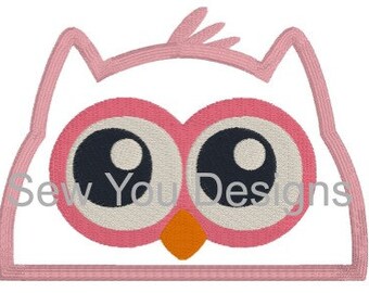 Owl Applique and Embroidery Design, Machine Embroidery, Instant Digital Download, 4x4, 6x6, Formats: PES HUS JEF and more