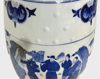 Chinoiserie Blue and White Heavy Porcelain Garden Seat Stool / Side Table