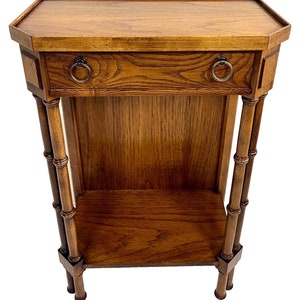 Brandt Embassy Collection Walnut Faux Bamboo Regency Bedside / Accent Table