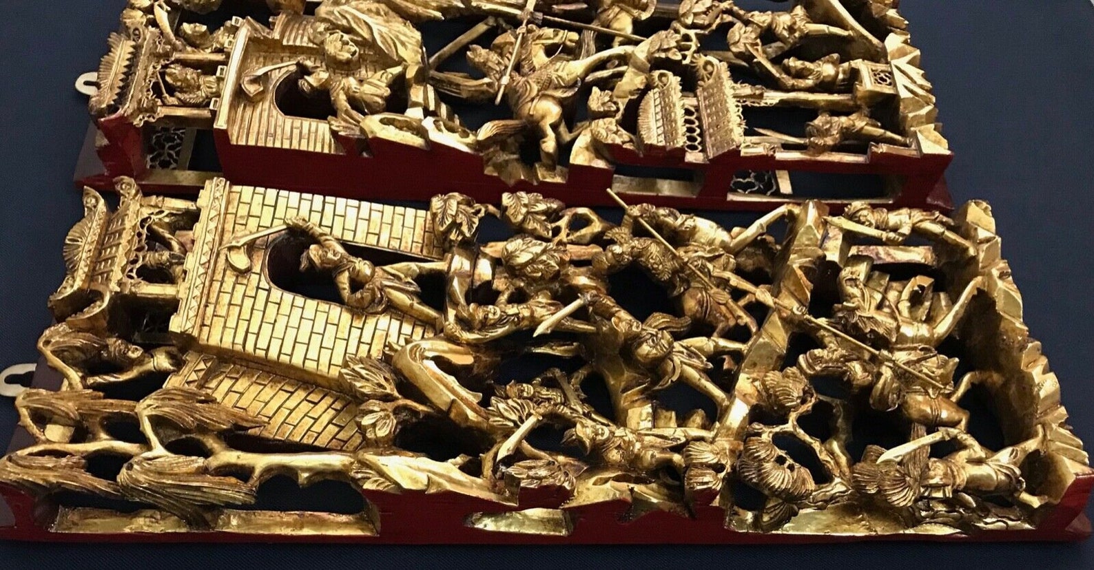 Chinese 3D Gold Gilt War-field Scenery Wood Carved Panels - Etsy
