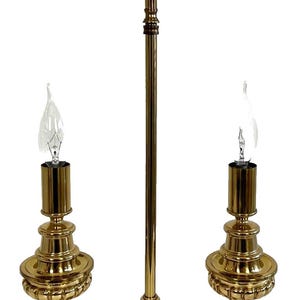 Heavy Brass French Bouillotte Style 2-Candlestick Table Lamp 24&quot;