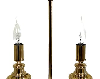 Heavy Brass French Bouillotte Style 2-Candlestick Table Lamp 24"