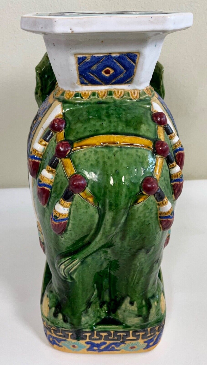 Large Ceramic Hollywood Regency Green Elephant Plant Stand / Etsy